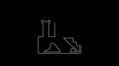 White line Parthenon from Athens, Acropolis, Greece icon isolated on black background. Greek ancient national landmark. 4K Video motion graphic animation.