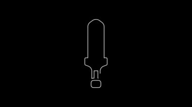 White line Medieval sword icon isolated on black background. Medieval weapon. 4K Video motion graphic animation.