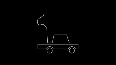 White line Trojan horse icon isolated on black background. 4K Video motion graphic animation.