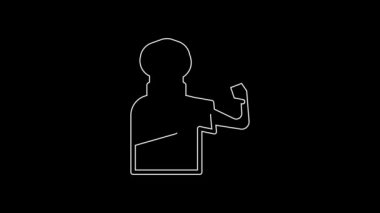 White line Zeus icon isolated on black background. Greek god. God of Lightning. 4K Video motion graphic animation.