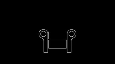 White line Medieval throne icon isolated on black background. 4K Video motion graphic animation.