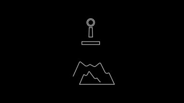 White line Sword in the stone icon isolated on black background. Excalibur the sword in the stone from the Arthurian legends. 4K Video motion graphic animation.
