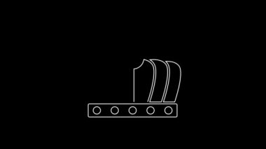 Beyaz çizgi Kral taç simgesi siyah arkaplanda izole edildi. 4K Video hareketli grafik canlandırması.