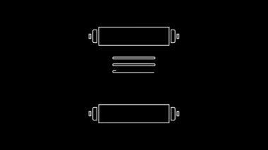 Beyaz çizgi KHK, kağıt, parşömen, parşömen simgesi siyah arkaplanda izole edilmiş. 4K Video hareketli grafik canlandırması.