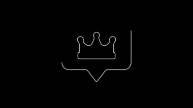 White line Location king crown icon isolated on black background. 4K Video motion graphic animation.