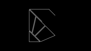 Siyah arkaplanda beyaz çizgi rubik küp simgesi izole edildi. Mekanik yapboz oyuncağı. Rubiks küp 3D kombinasyon bulmacası. 4K Video hareketli grafik canlandırması.