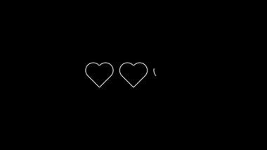 White line Hearts for game icon isolated on black background. 4K Video motion graphic animation.