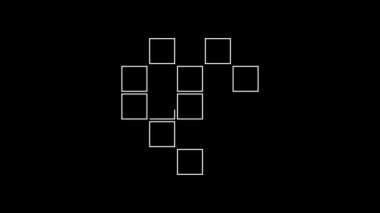 White line Pixel hearts for game icon isolated on black background. 4K Video motion graphic animation.