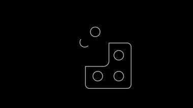 Siyah arkaplanda beyaz çizgi oyun zar simgesi izole. Kumarhane kumarı. 4K Video hareketli grafik canlandırması.