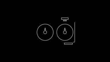 White line Time chess clock icon isolated on black background. Sport equipment. 4K Video motion graphic animation.