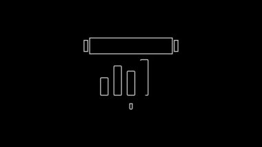 Siyah arkaplanda grafik çizelgesi simgesi olan beyaz çizgi tahtası. Metin dosya simgesini rapor et. Muhasebe tabelası. Denetim, analiz, planlama. 4K Video hareketli grafik canlandırması.
