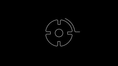 Beyaz çizgi hedef spor ikonu siyah arkaplanda izole edildi. Atış mesafesi ya da atış mesafesi için sayıları olan temiz bir hedef. 4K Video hareketli grafik canlandırması.