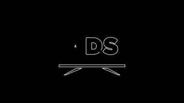 Beyaz çizgi reklam simgesi siyah arkaplanda izole edildi. Pazarlama ve tanıtım süreci kavramı. İlgili reklamlar. Sosyal medya reklamcılığı. 4K Video hareketli grafik canlandırması.