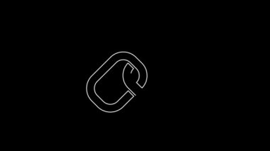 Beyaz çizgi zincir bağlantısı simgesi siyah arkaplanda izole edildi. Bağlantı bekar. Hiper bağlantı zinciri sembolü. 4K Video hareketli grafik canlandırması.