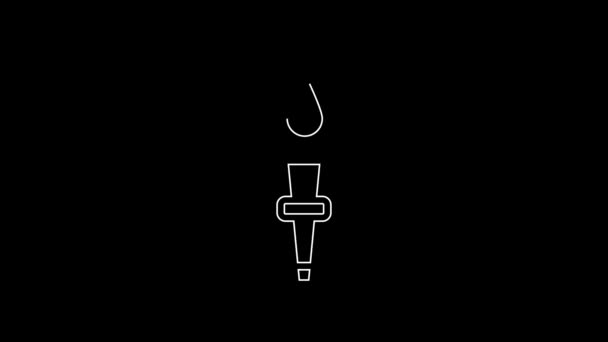 White Line Torch Flame Icon Isolated Black Background Symbol Fire — Wideo stockowe