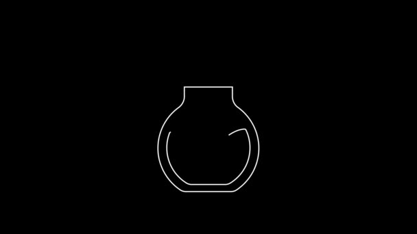 White Line Poison Bottle Icon Isolated Black Background Bottle Poison — Stock Video