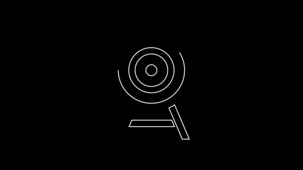 White Line Target Arrow Icon Isolated Black Background Dart Board — Stock Video