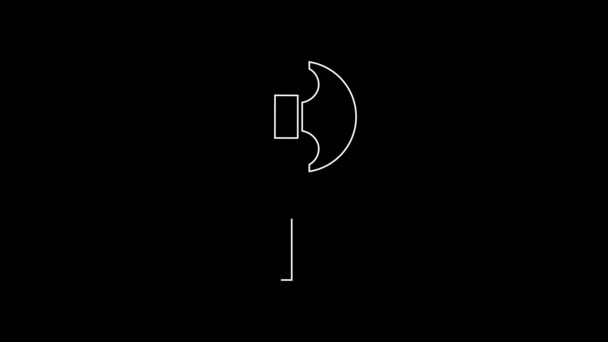 White Line Medieval Axe Icon Isolated Black Background Battle Axe — Stockvideo