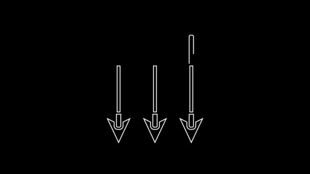 白色横线箭头图标孤立在黑色背景 4K视频运动图形动画 — 图库视频影像