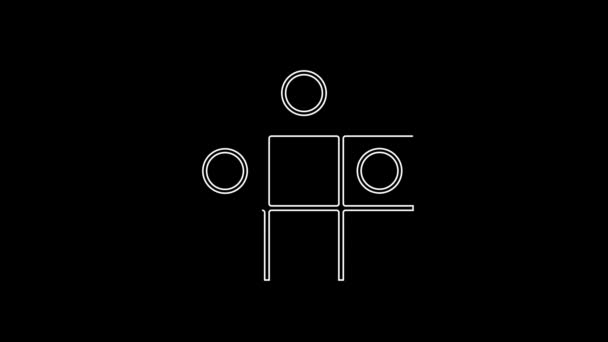 White Line Tic Tac Toe Game Icon Isolated Black Background — Video Stock