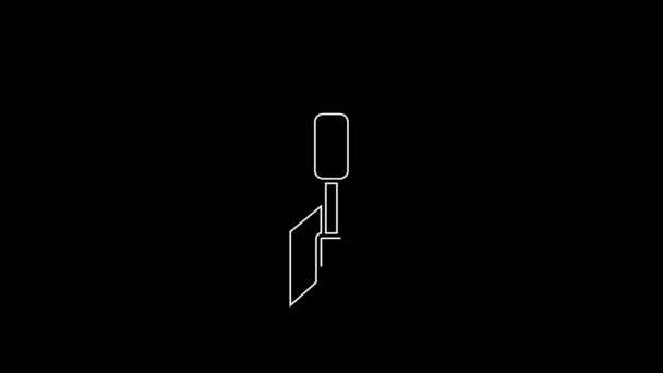 White Line Dart Arrow Icon Isolated Black Background Video Motion — Vídeo de stock