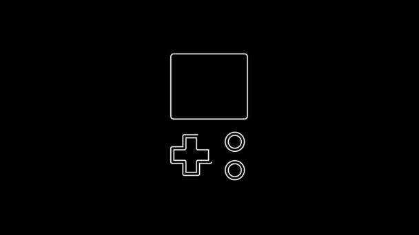Біла Лінія Портативна Піктограма Електронної Гри Тетріс Ізольована Чорному Тлі — стокове відео