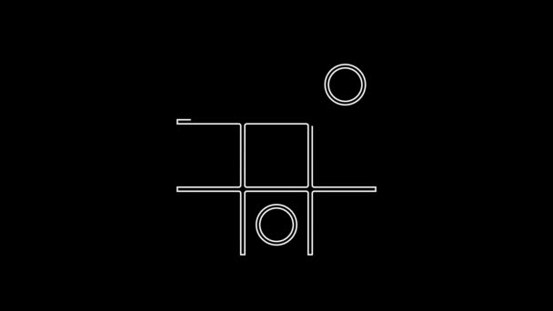 White Line Tic Tac Toe Game Icon Isolated Black Background — Video Stock