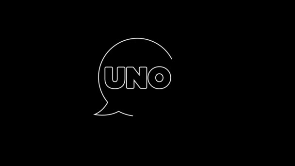 White Line Uno Card Game Icon Isolated Black Background Video — 비디오