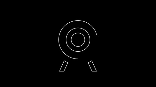 Weiße Linie Ziel Sport Symbol Isoliert Auf Schwarzem Hintergrund Saubere — Stockvideo