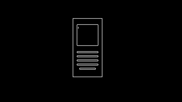 Weiße Linie Browserfenster Symbol Isoliert Auf Schwarzem Hintergrund Video Motion — Stockvideo