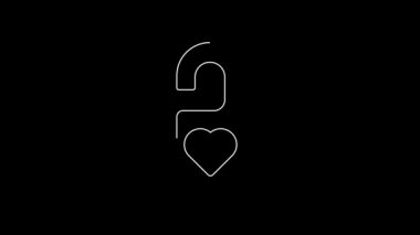 Beyaz çizgi lütfen siyah arkaplanda izole edilmiş kalp ikonu ile rahatsız etmeyin. Otel Kapısı Askısı Etiketleri. 4K Video hareketli grafik canlandırması.