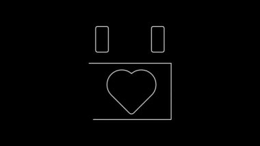 Siyah arkaplanda beyaz çizgi takvim simgesi izole edildi. Olay hatırlatma sembolü. 4K Video hareketli grafik canlandırması.