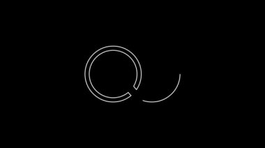 Beyaz çizgili alyans simgesi siyah arkaplanda izole edilmiş. Gelin ve damat mücevher tabelası. Evlilik sembolü. Elmas yüzük. 4K Video hareketli grafik canlandırması.