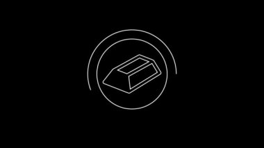 Beyaz çizgi altın çubukları simgesi siyah arkaplanda izole edildi. Bankacılık işi konsepti. 4K Video hareketli grafik canlandırması.