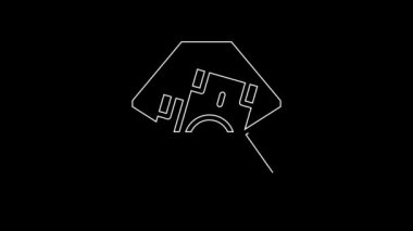 Siyah zemin üzerinde madeni para sembolü olan beyaz çizgi zarfı. Maaş zammı, maaş bordrosu, tazminat geliri. 4K Video hareketli grafik canlandırması.