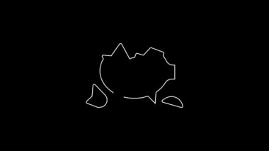 White line Broken piggy bank icon isolated on black background. Icon saving or accumulation of money, investment. 4K Video motion graphic animation.