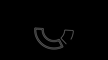 Siyah arkaplanda beyaz çizgi pasta grafiği bilgi simgesi izole edildi. Diyagram çizelgesi. 4K Video hareketli grafik canlandırması.