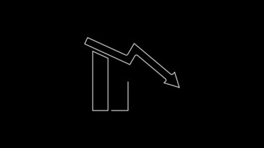 Beyaz çizgi Finansal büyüme siyah arkaplanda izole edilmiş ikonu azaltır. Gelirleri arttırıyorum. 4K Video hareketli grafik canlandırması.