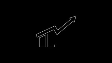 Beyaz çizgi Finansal büyüme ikonu siyah arkaplanda izole edildi. Gelirleri arttırıyorum. 4K Video hareketli grafik canlandırması.