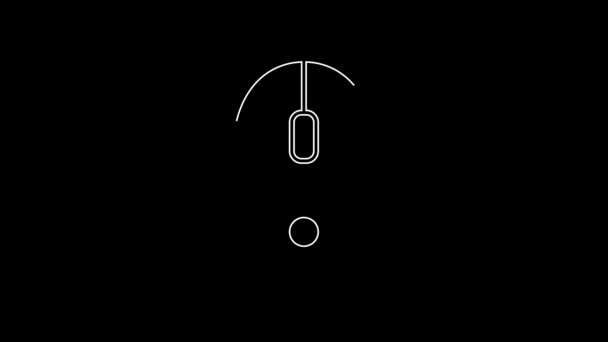 Біла Лінія Піктограма Комп Ютерної Миші Ізольована Чорному Тлі Оптичний — стокове відео