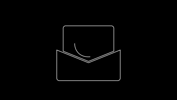Біла Лінія Пошта Значок Електронної Пошти Ізольовані Чорному Тлі Електронна — стокове відео
