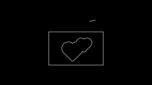 白线贺卡图标孤立在黑色背景 用于邀请卡或贺卡的庆祝海报模板 4K视频运动图形动画 — 图库视频影像