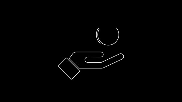 Біла Лінія Значок Обручки Ізольовано Чорному Тлі Ювелірний Знак Нареченого — стокове відео