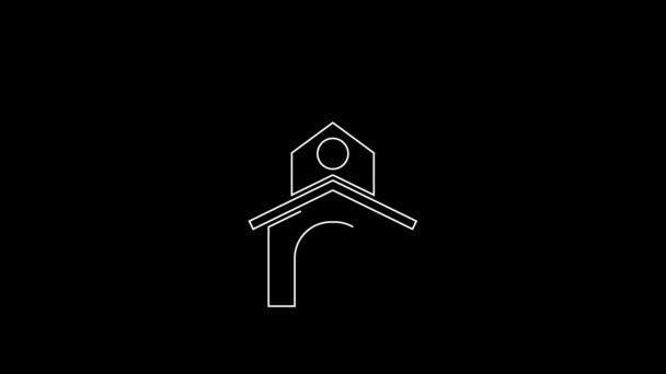 White Line Church Building Icon Isolated Black Background Christian Church — Stock Video