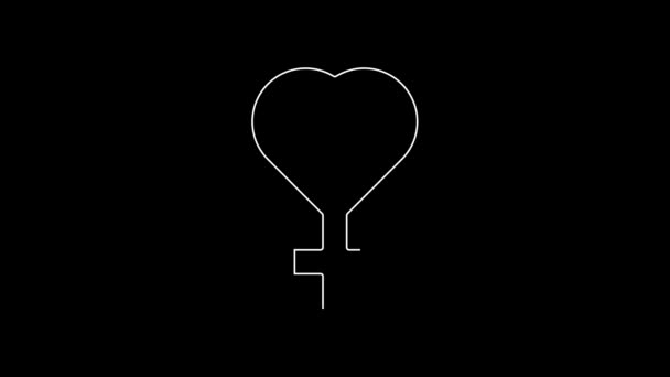 Fehér Vonal Női Nemi Szimbólum Ikon Elszigetelt Fekete Alapon Vénusz — Stock videók