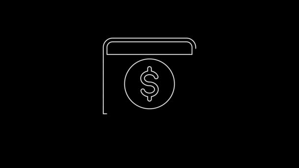 White Line Laptop Dollar Icon Isolated Black Background Sending Money — ストック動画