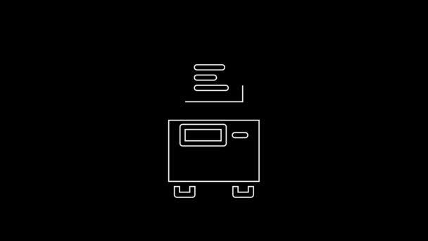 White Line Atm Automated Teller Machine Icon Isolated Black Background — Stock Video