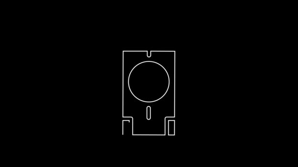 白线Atm 自动取款机和货币图标隔离在黑色背景 4K视频运动图形动画 — 图库视频影像