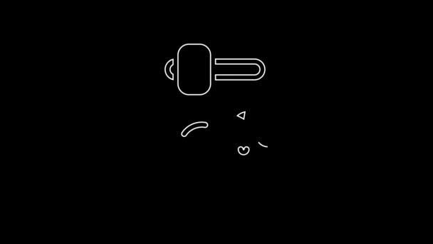 White Line Piggy Bank Hammer Icon Isolated Black Background Icon — Wideo stockowe