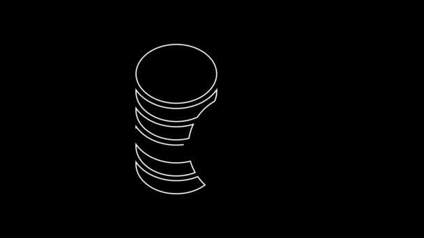 黒の背景に隔離されたドル記号のアイコンを持つホワイトラインコインお金 銀行の通貨記号 現金記号 4Kビデオモーショングラフィックアニメーション — ストック動画